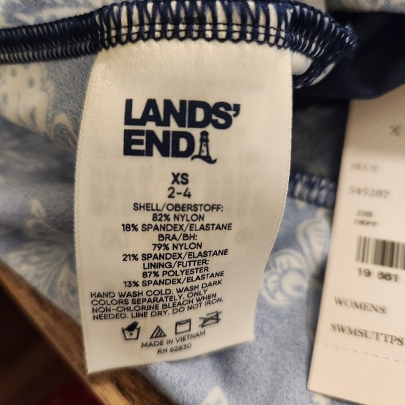 Lands End Floral Blue Women's Swim Top - Picture 7 of 8